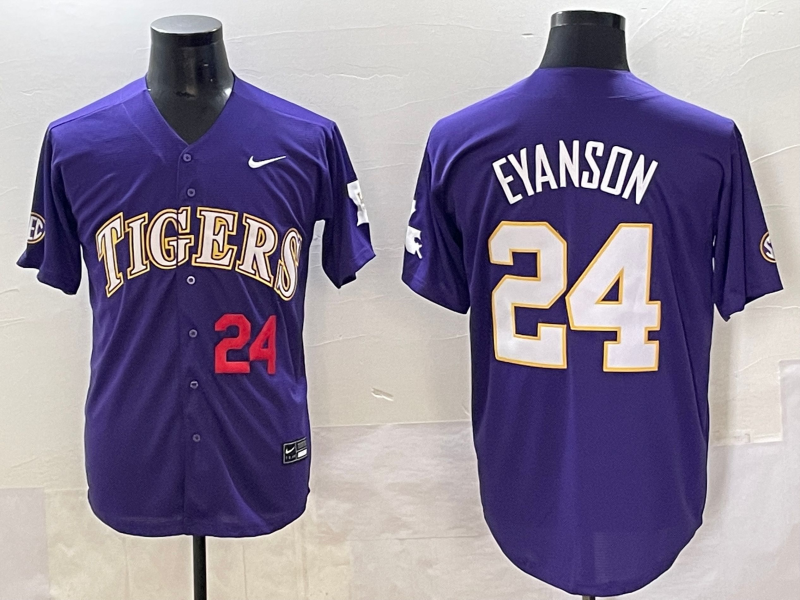 Men 2025 LSU Tigers #24 Eyanson blue Joint Name Nike NCAA 2025  Jersey